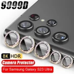 Diamond Camera Lens Protector Glass for Samsung S23 Ultra S23 Plus Full Cover Lens Metal Protector Ring for Galaxy S22 Ultra