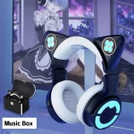 YOWU Rem Wireless Headphones 53MM Dynamic Coil Bluetooth 5.0 Cat Ear Headset Two-Dimensional Animation Rem E-Sports Game Headset