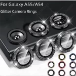 Glitter Camera Lens Ring For Samsung Galaxy A55 A35 A54 A34 A14 A24 A15 Full Cover Lens Screen Protector For Galaxy a55 a54