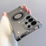 Plating Transparent Magnetic Wireless Charging Case For Samsung S24 Ultra S23 Plus S22 S21 S20 FE Note 20 Lens Protection Cover