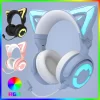 YOWU 4G Wireless Headphones Bluetooth 5.0 APP Control RGB Lights Cute Cat Original Earphones Cat Headworn Girl Cat Ear Earphone