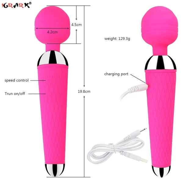 Multi-Speed Powerful Magic Wand Vibrator USB Charge AV Stick Female G Spot Massager Clitoris Stimulator Adult Sex Toys for Woman - Image 2