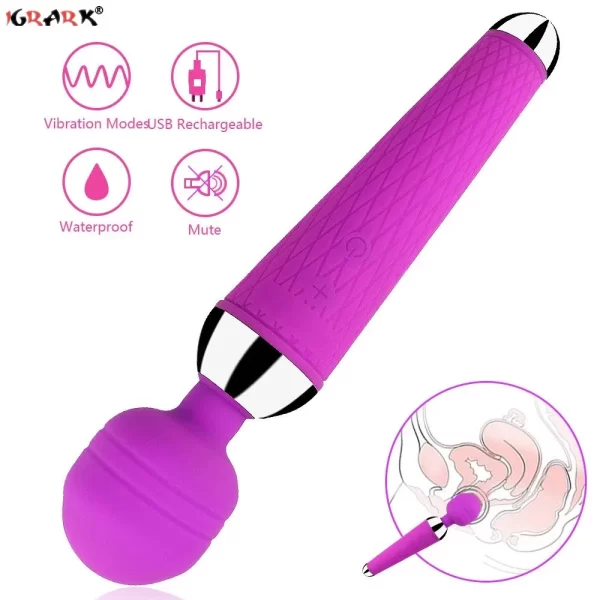 Multi-Speed Powerful Magic Wand Vibrator USB Charge AV Stick Female G Spot Massager Clitoris Stimulator Adult Sex Toys for Woman - Image 4