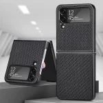 Carbon Fiber Fashion Case for Samsung Galaxy Z Flip 4 5 6 flip6 Flip5 Flip2 5G Flip4 Flip 3 2 Flip3 Protective Slim Cover