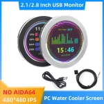 2.1/2.8 Inch USB Monitor PC Water Cooler Secondary Screen IPS 480x480 Music Spectrum Analysis LCD with CNC Case NO AIDA64