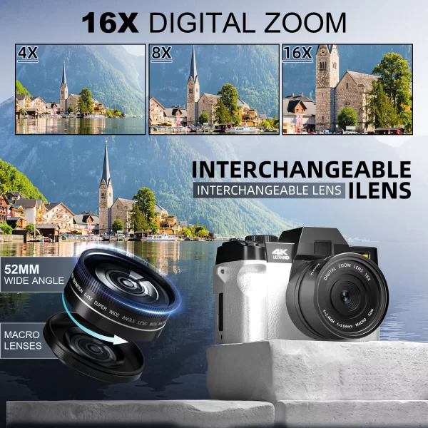 NBD Compact Digital Photography Camera 4K WIFI Web Cam Vintage Vlog Video Recorder YouTube48MP Camcorder 16X Digital Zoom Camera - Image 2