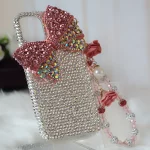 Crystal Diamond Bow Wrist Phone Case For iPhone 15 12 13 14 11 Pro Plus Samsung Galaxy S24 S22 S21 S23 FE Ultra Note 20