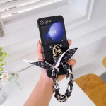 Wrist Strap Leather Phone Case for Samsung Galaxy Z Flip 6 5 4 3 Flip6 Flip5 Flip4 Flip3 5G 5G Protection Cover