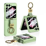 Ring Holder Phone Case for Samsung Galaxy Z Flip 6 5 4 3 Flip6 Flip5 Flip4 Flip3 5G Frosted Plastic Hard Shell Cover