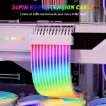 24 Pin ARGB Power Extension Cable Kit ATX 3*8PIN 2*8PIN GPU Cable 5V 3Pin Synchronized PSU Cable with LED Diffused Soft Tube