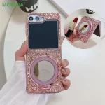 Z Flip6 Phone Case Glitter Magnetic Bracket Mirror Holder Case for Samsung Galaxy Zflip5 Z Flip 6 5 4 Flip3 Shiny Diamonds Cover