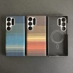 phone case for Samsung Galaxy S24 Ultra s24u S24U Kevlar case real Aramid Carbon Fibe case Wireless charging Magnetic 11-12