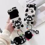 Cartoon Big Eyed Coal Ball Elf Phone Case for Samsung Galaxy ZFlip6 4 3 Hard Cover for ZFlip5 Flip3 Zflip4 Solid Shell Bracket