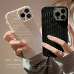 Minimalist Fro Iphone 13 Case Premium Knitted Phone Case Fro IPhone 16 15 14 13 12 11 Pro Max Plus Luxury Woven Shockproof Cover