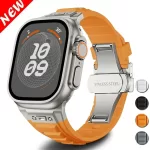 Orange Silicone Sport Band for Apple Watch 10 46mm Ultra 1 2 49mm men strap for Iwatch Series 9 8 7 6 5 4 Se 45mm 44mm bracelet