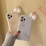 Rabbit Plush Case For iPhone 16 Pro Max Cute Fabric Warm Soft Fur Winter Phone Cover for iPhone 15 Pro Max 13 11 12 Funda Capa