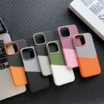 Card Holder MagSafe Leather Phone Case For iPhone 16 15 Pro Max 13 14 Pro 12 Pocket Wireless Charging Alloy Lens Hit Color Cover