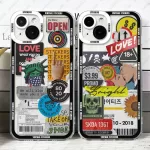 Case For iPhone 15 14 Pro Max 13 12 Mini 11 XS X XR SE 7 8 Plus Soft Cover Old vintage stickers