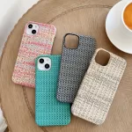 Knitted Phone Case For iPhone 14 13 12 11 Pro Max 14Plus X XR XS Max 7 8 Plus Solid Color Len Protection PC Hard Back Cover
