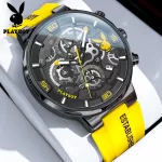 PLAYBOY Luxury Watches for Men Original Brand Fashion Quartz Mens Watch Waterproof Luminous Sports Silicone Strap Reloj Hombre