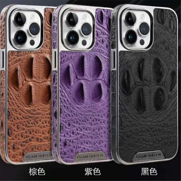 Luxury Business Crocodile Claw Genuine Leather Case For iPhone 16 Pro Max 12 13 14 15 Pro Max 16 Pro Shockproof Cover Phone Case - Image 6