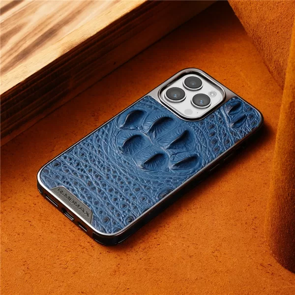 Luxury Business Crocodile Claw Genuine Leather Case For iPhone 16 Pro Max 12 13 14 15 Pro Max 16 Pro Shockproof Cover Phone Case - Image 2