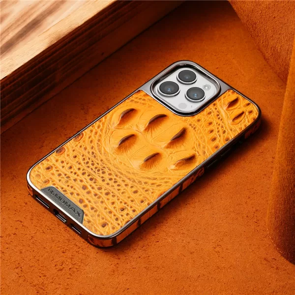 Luxury Business Crocodile Claw Genuine Leather Case For iPhone 16 Pro Max 12 13 14 15 Pro Max 16 Pro Shockproof Cover Phone Case - Image 3