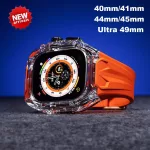 Transparent Modification Kit For Apple Watch Ultra 9 8 7 49mm 40mm 41mm 44mm 45mm Strap+Case For iWatch Series 6 5 4 Rubber Band