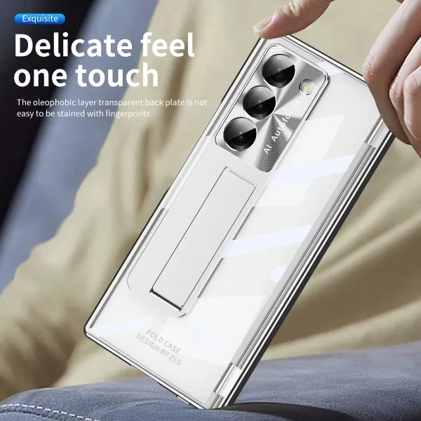 Electroplating Transparent Hinge Protection Holder Phone Case for Samsung Galaxy Z Fold 6 Fold6 Hard Shell Shockproof Cover - Image 3