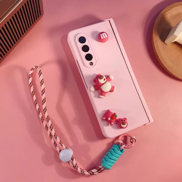 For Samsung Galaxy Z Fold 4 5 Mobile Phone Case Cute Bear Fashion Strap Metal Bracket Stand Z Fold 3 Cover - Image 5