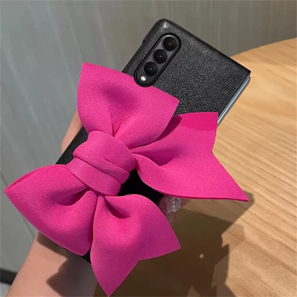 Luxury Fashion 3D Knit Bow Wristband Bracket Portable Phone Case For Samsung Galaxy Z Fold 6 5 4 3 2 5G Shockproof Leather Cover - Image 3