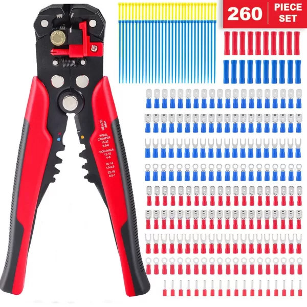 260 pieces of 3-in-1 wire stripper self-adjusting crimping pliers set terminal tools