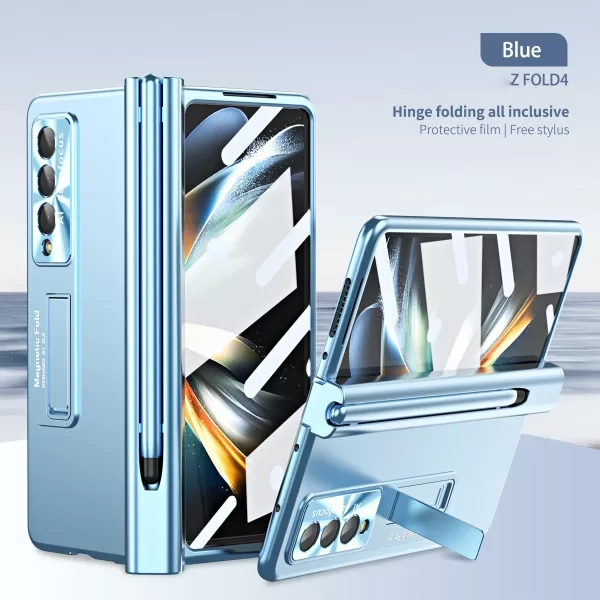 With S Pen Plating Clear Magnetic Case For Samsung Galaxy Z Fold 4 5 G Kickstand 360 Full Screen Protector Phone Cover Z Fold 3 - Image 2