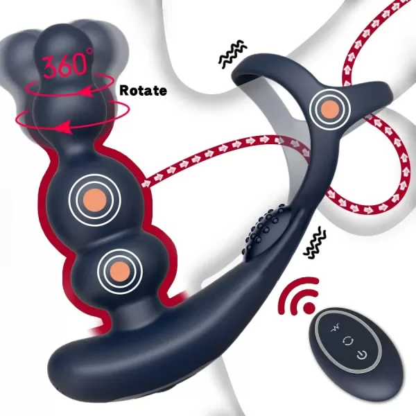 Remote Control Male Prostate Massager Vibrator 360°Rotate Toy Vibrator Ring Plugs Masturbator dildo Anal Butt Sex Plug Wearable