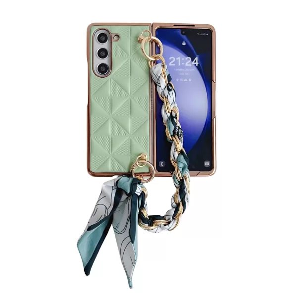 Luxury Leather Wrist Strap Phone Case for Samsung Galaxy Z Fold 6 5 4 3 with Protective Shockproof Adjustable Lanyard Cover - Image 4