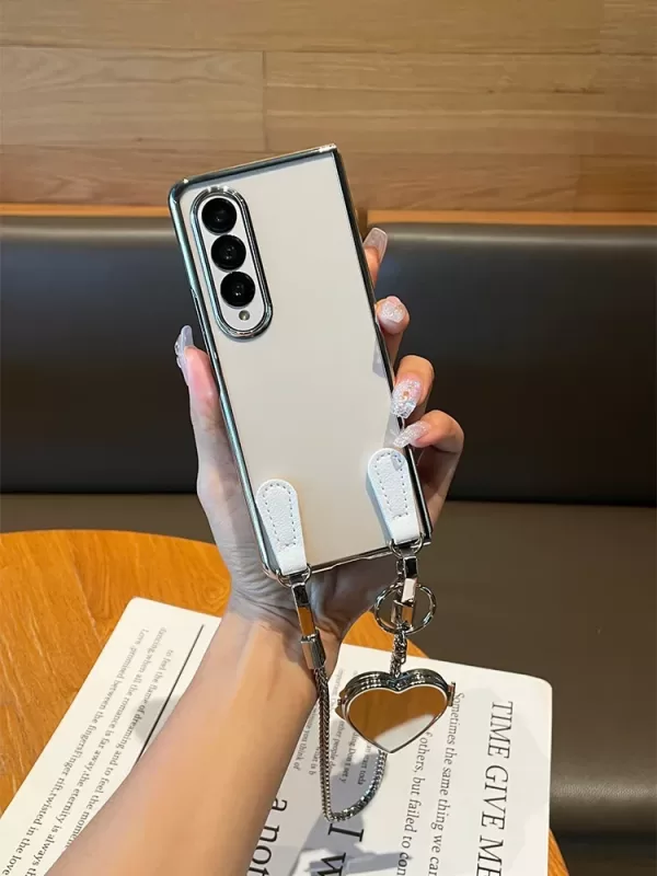 Love Mirror Bracelet Plating Frame Transparent Phone Case for Samsung Galaxy Z Fold 3 4 5 Fold5 Zfold5 Cover - Image 4