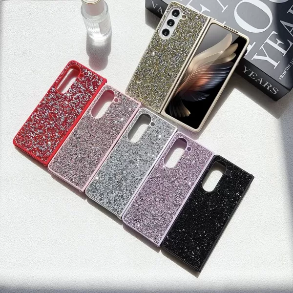 Glitter Sequins Trim Phone Case For Samsung Galaxy Z Fold 6 5 4 3 5G Soft TPU Frame Shockproof Cover B03 - Image 6