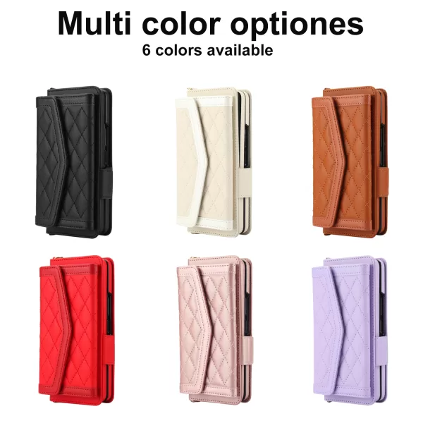 For Samsung Galaxy Z Fold 6 5 4 3 Case Luxury Soft Card Slot Phone Holder Leather Wallet Strap Cover Crossbody Cases Accessories - Image 2