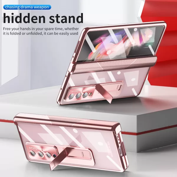 With S Pen Plating Clear Magnetic Case For Samsung Galaxy Z Fold 4 5 G Kickstand 360 Full Screen Protector Phone Cover Z Fold 3 - Image 4