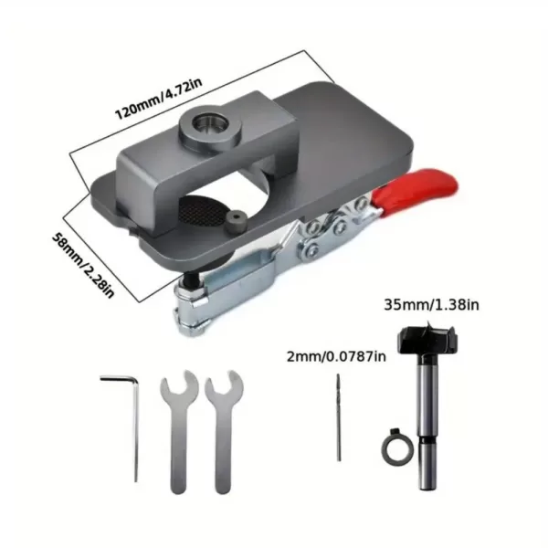 35mm Hinge Boring Jig Kit - Concealed Hinge Drilling Guide Jig - Aluminum Alloy Hinge Hole Opener Template Puncher Locator - Image 3