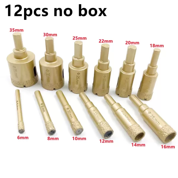 Diamond Coated Drill Bits Set 10-12Pcs 6-35mm Hole Saw Drill Kit tools Hand Tools for Glass Marble Granite Stone Tile Ceramic - Image 3