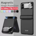Magnetic Case for Samsung Galaxy Z Flip 4 5 6 Flip3 5G Magnetic Hinge Full Protection Camera Lens Cover Z Flip5 Flip6 Back Case