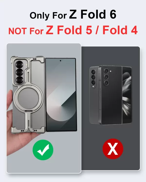 Eary for Samsung Galaxy Z Fold 6 5 Phone Case with Magsafe Ring Stand Frameless Minimalist Protection Cover Shells for Z Fold 5 - Image 2