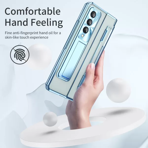 Case For Samsung Galaxy Z Fold 6 5 4 3 Z Fold4 5G Case One-Piece Plating Transparent Case With Stand And Screen Protector Luxury - Image 5