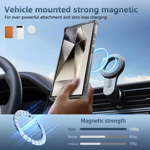 KEYSION Transparent Case for MagSafe for Samsung S24 Ultra S23 FE S22+ Magnetic Ring Stand Phone Cover for Galaxy Note 20 Ultra - Image 3