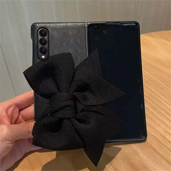 Luxury Fashion 3D Knit Bow Wristband Bracket Portable Phone Case For Samsung Galaxy Z Fold 6 5 4 3 2 5G Shockproof Leather Cover - Image 5