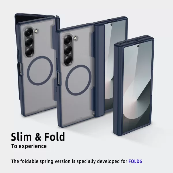 Spring Hinge Matte Transparent Magnetic Wireless Charging Phone Case for Samsung Galaxy Z Fold 6 with Tempered Film Hard Cover - Image 2