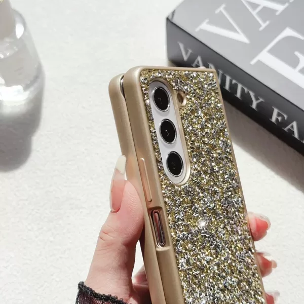 Glitter Sequins Trim Phone Case For Samsung Galaxy Z Fold 6 5 4 3 5G Soft TPU Frame Shockproof Cover B03 - Image 2