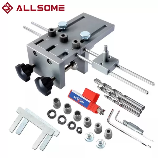 ALLSOME Woodworking Puncher Locator Wood Doweling Jig Adjustable Drilling Guide For DIY Furniture Connecting Position Hand Tools