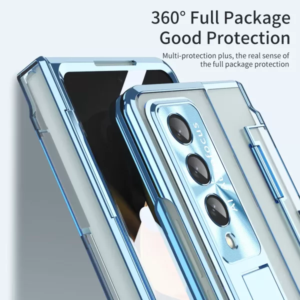 Case For Samsung Galaxy Z Fold 6 5 4 3 Z Fold4 5G Case One-Piece Plating Transparent Case With Stand And Screen Protector Luxury - Image 6